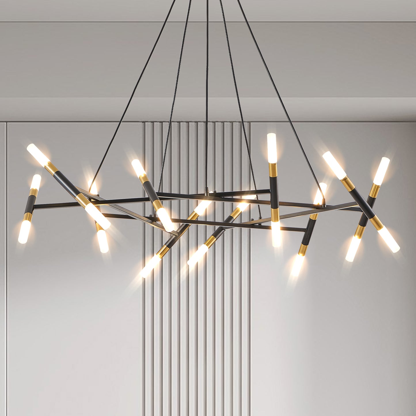 41' Modern Chandelier Light Fixture, Branch Design with Frosted Tubes,