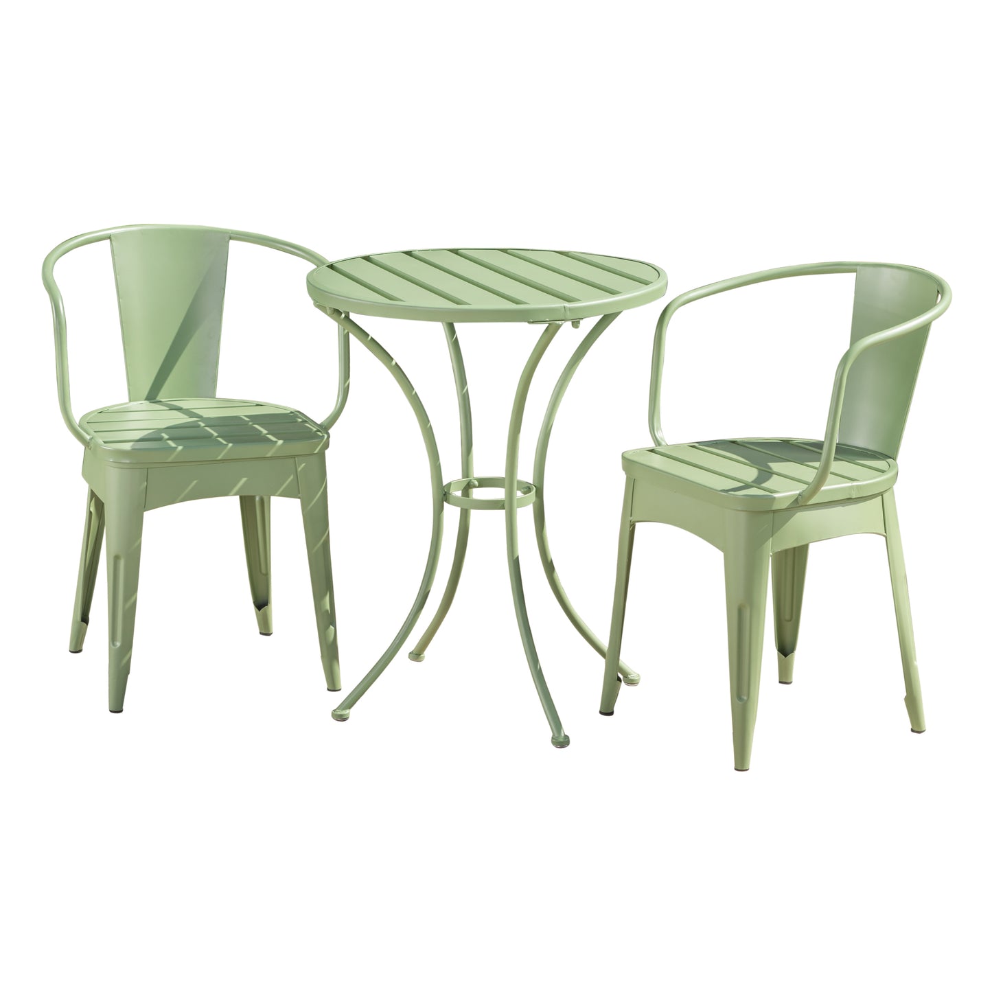 Colmar 3-Piece Metal Bistro Set – Weather-Resistant Outdoor Patio Table and Chair Set with Slatted Design