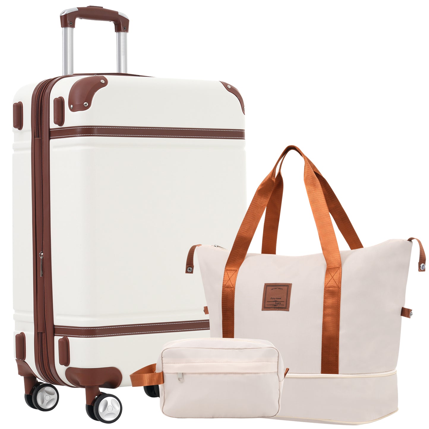 Hardshell Luggage Sets with Bags Lightweight Suitcase Double Spinner Wheels with TSA Lock Single Vintage Lug