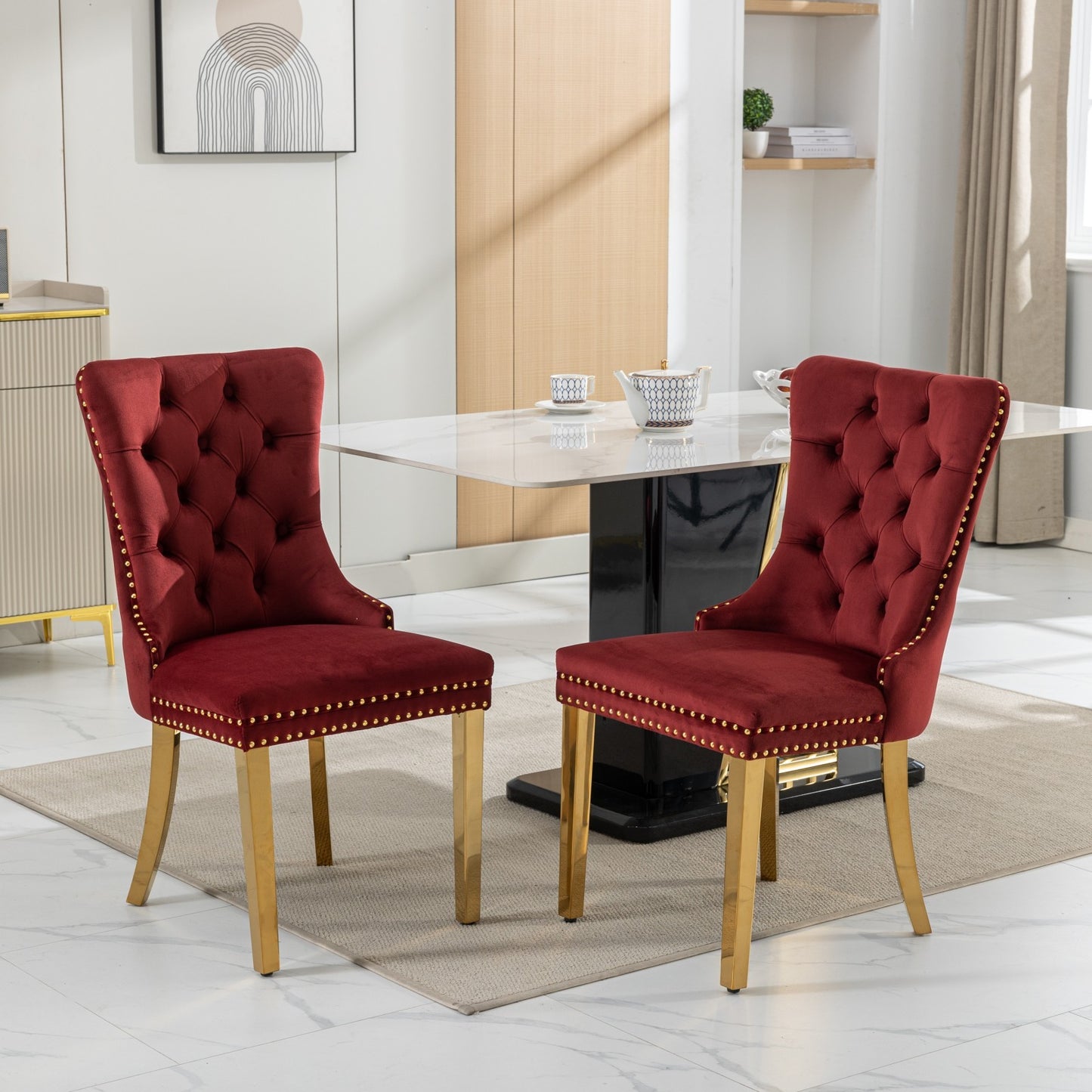 Nikki Collection Modern, High-end Tufted Solid Wood Contemporary Velvet Upholstered Dining Chair