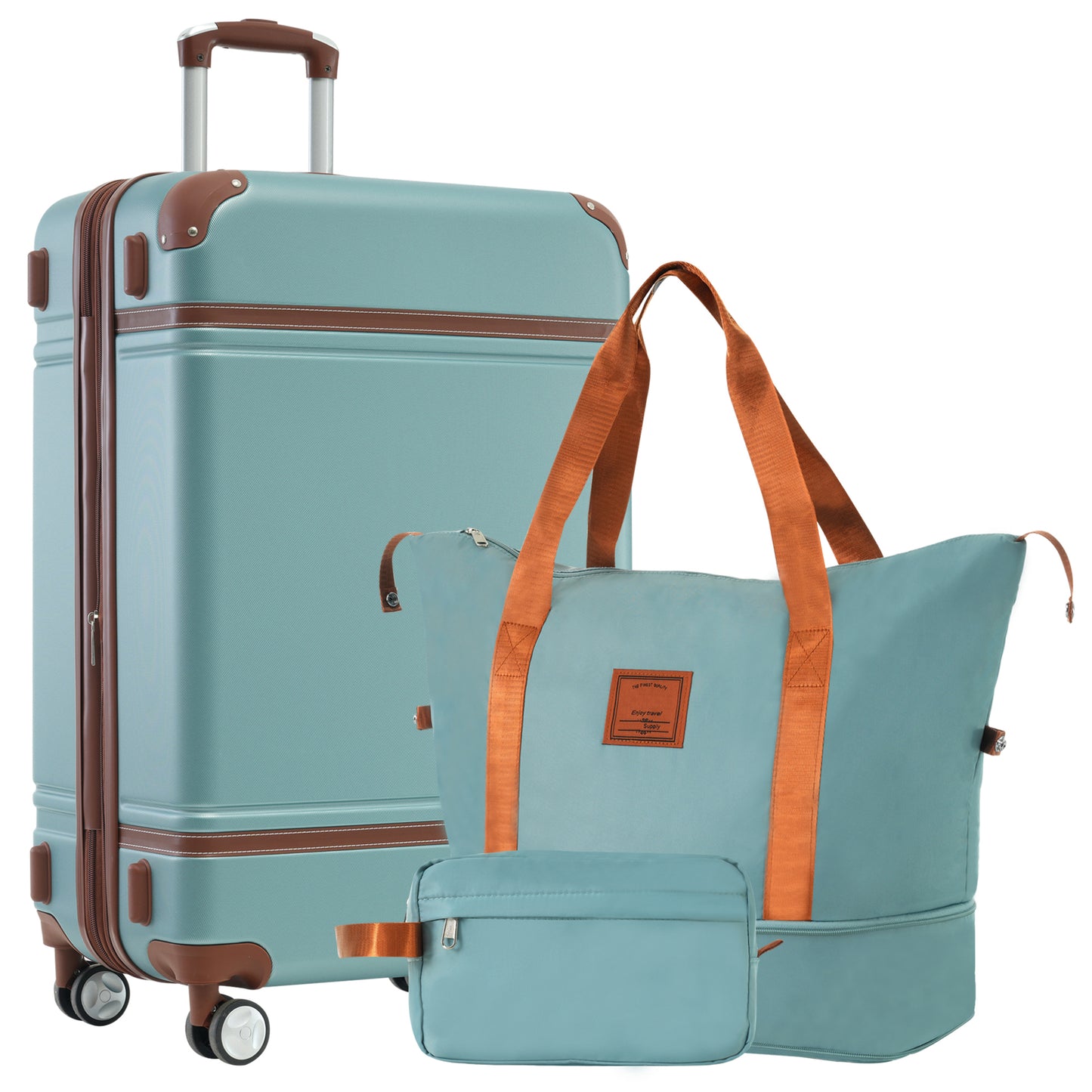 Hardshell Luggage Sets with Bags Lightweight Suitcase Double Spinner Wheels with TSA Lock Single Vintage Lug