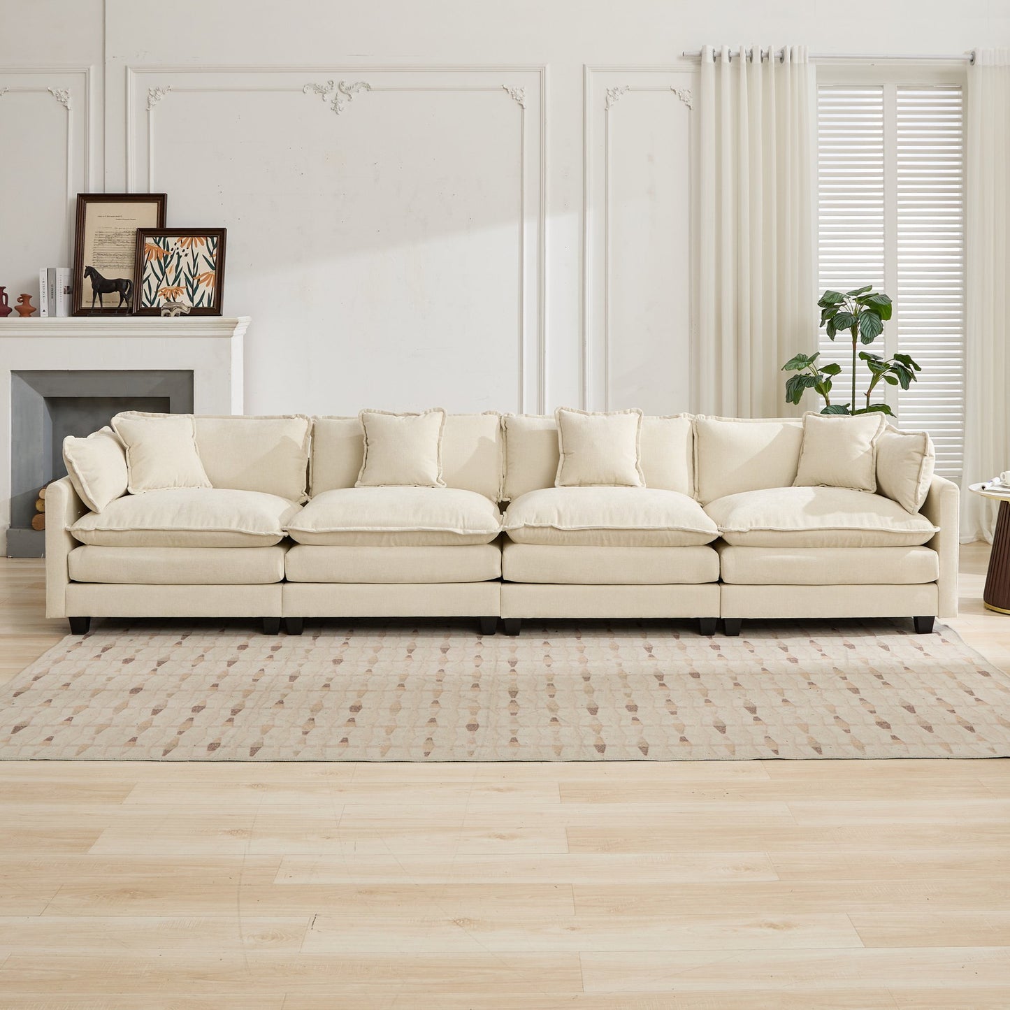 Cloud Sofa Modern Sectional Couch, Comfy Double Layer Upholstered Seat Cushion,Breathable Chenille Fabric