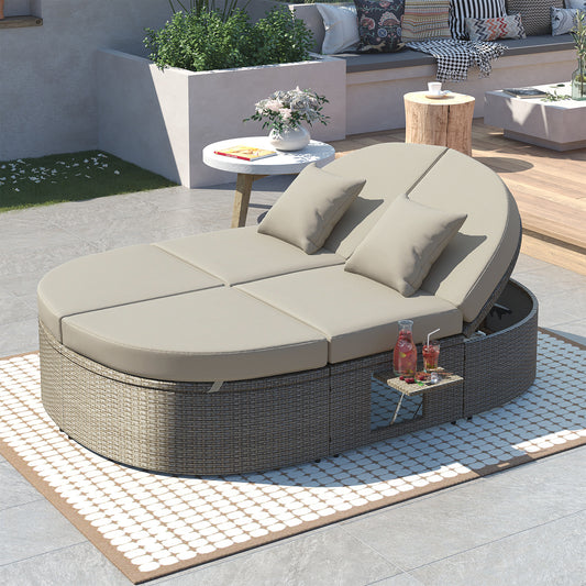 Outdoor Daybed Gray with Adjustable Design for Patio, Garden, or Backyard