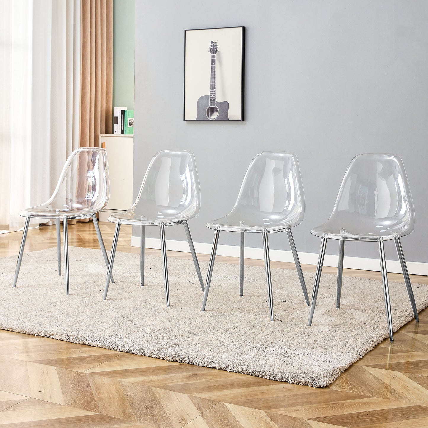 Transparent Dining Chair – Modern Clear Plastic Armless Chair, Nordic Style Vanity & Accent Seating