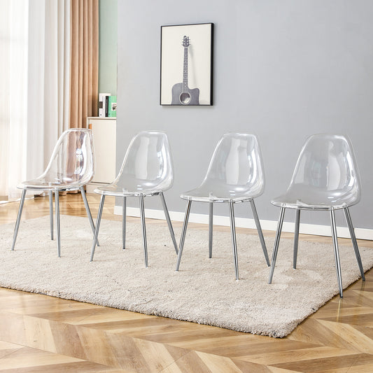 Dining Chair Plastic Plating Metal Set Of 4 Upholstered Seating, Available in Set Of 4, 6-Piece Set, and Set Of 6 for Dining Room, Kitchen or Lounge Use