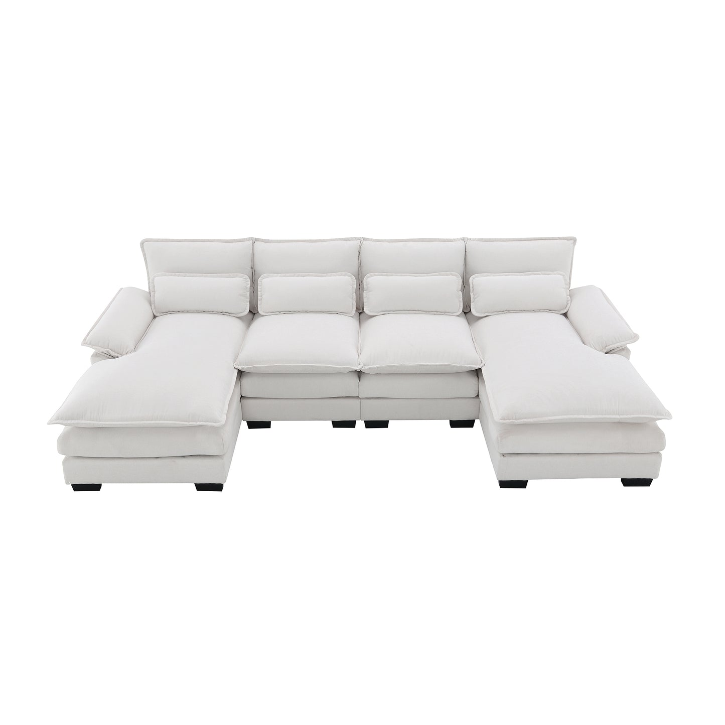 109.8*55.9" Modern U-shaped Sectional Sofa with Waist Pillows,6-seat Upholstered Symmetrical Sofa Furniture,Sleeper Sofa Couch with Chaise Lounge for Living Room,Apartment,2 Color