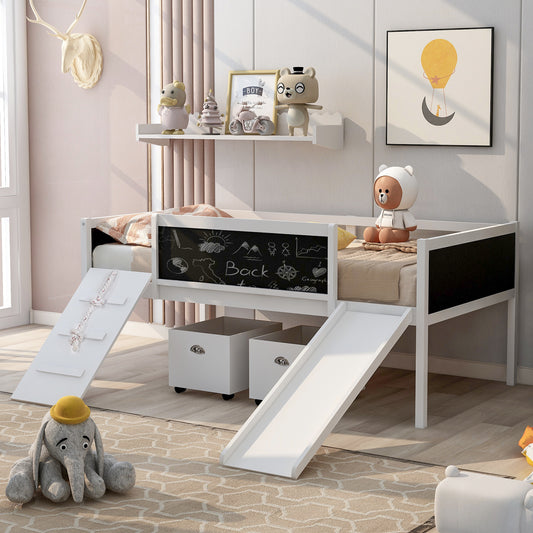 Loft Bed, Twin Size, Solid Wood with Climbing Frame for Bedroom or Study Space