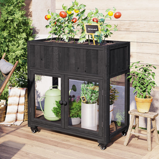 Garden Greenhouse Wood Black for Patio for home use
