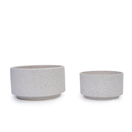 Ceramic Planter Set of 2 in Milk White Ceramic Modern Pots for Indoor or Patio Plant Display
