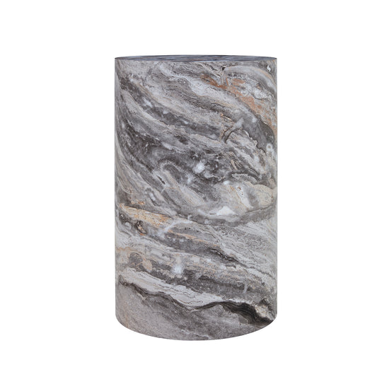 Round Coffee Table MDF Gray Marble Texture for Living Room Accent and Display