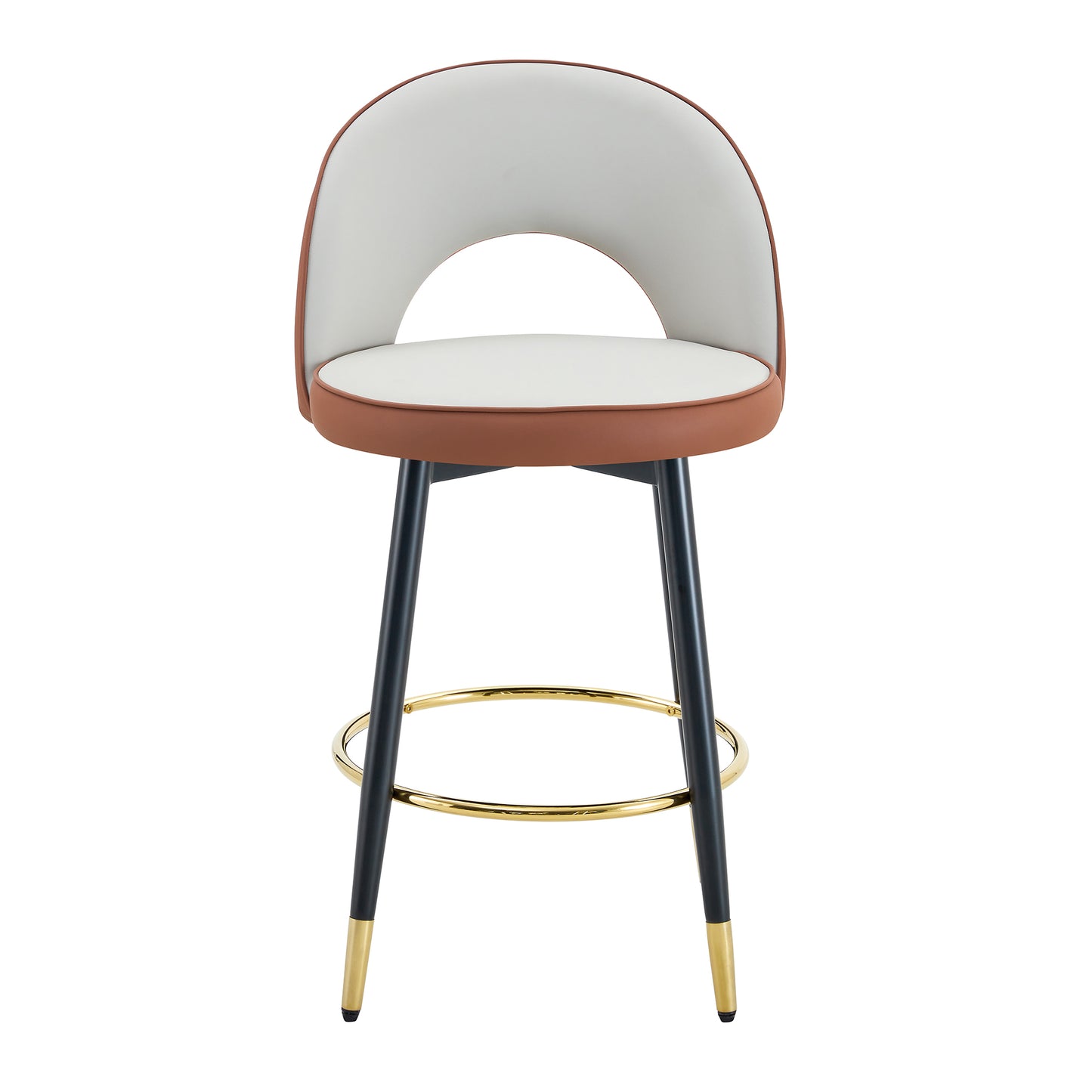 360° Swivel Bar Chair – Modern PU Upholstered Bar Stool with Black Metal Legs, Adjustable Kitchen Counter Stool