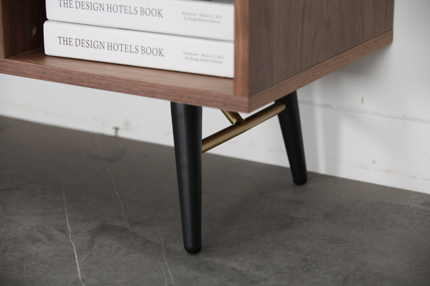 Mid-Century Modern Low Profile Media Console TV Stand, Walnut