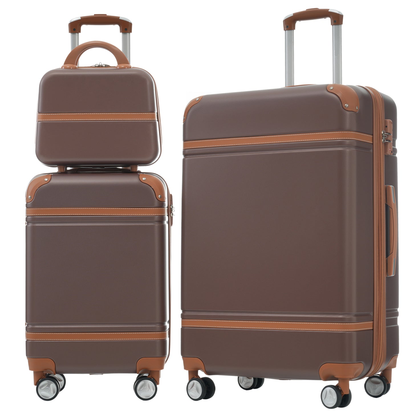 Lightweight Blue Hardshell Luggage Set with TSA Lock, 3 Pieces 20'+28' Spinner Suitcases & Cosmetic Case