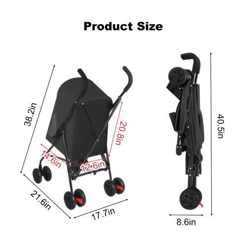Lightweight Foldable Pet Stroller with Mesh Ventilation and Cup Holder – Travel Stroller for Small Dogs & Cats