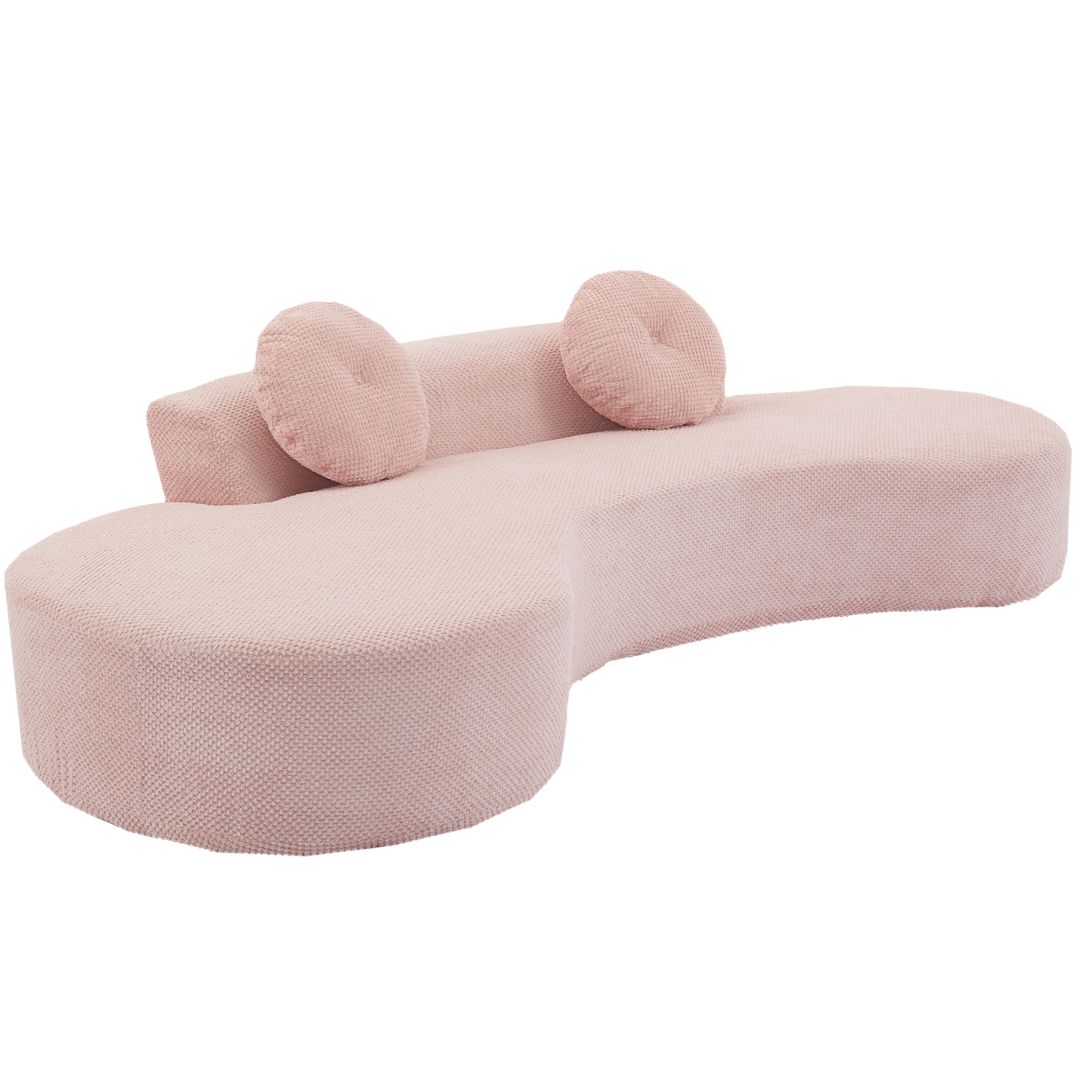 105.5''Curved Sofa, Modern Minimalist Sofa, Cloud Couch Sofa 3-4 Seater Couch with 2 Pillows,Bedroom,  No Assembly Required, Point-shaped corduroy,(Anti-Wrinkle) ,Pink