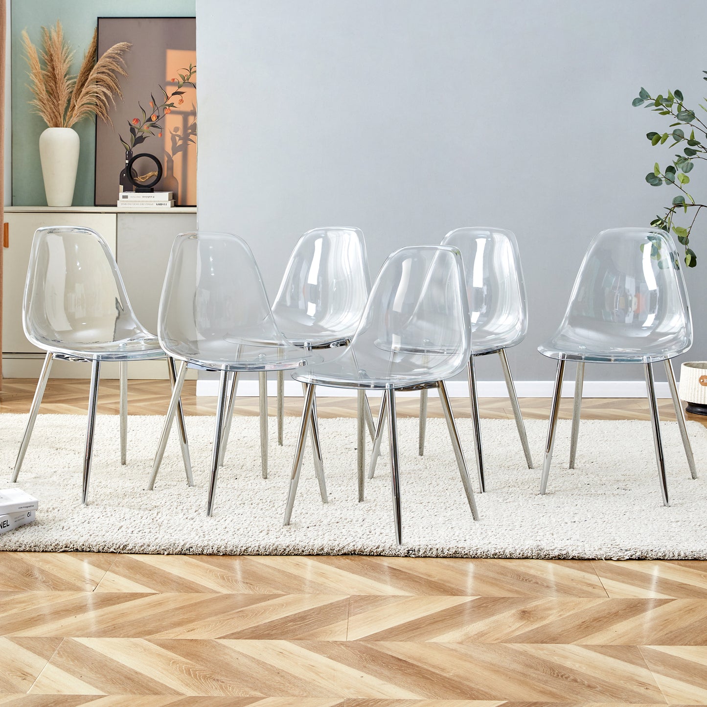Transparent Dining Chair – Modern Clear Plastic Armless Chair, Nordic Style Vanity & Accent Seating