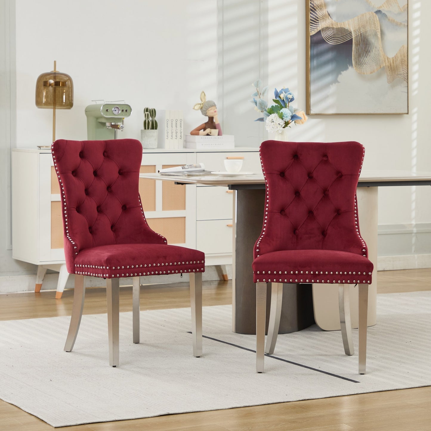 Nikki Collection Modern, High-end Tufted Solid Wood Contemporary Velvet Upholstered