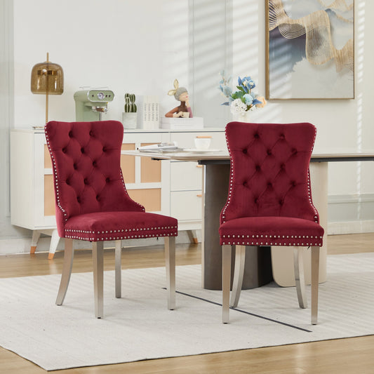 Dining Chairs Set of 2 Multiple Color Options Velvet Modern with Tufted Detail for Dining Room or Kitchen Seating