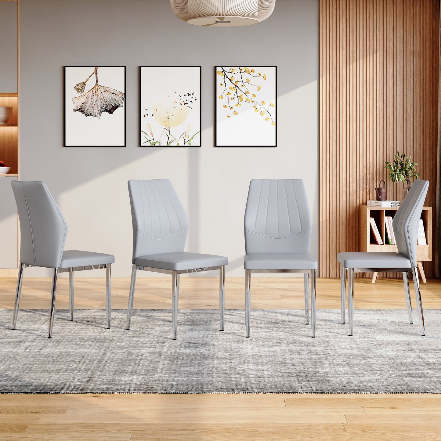Modern Dining Chair – 37" High Back Upholstered Chair with Ergonomic Design & Metal Legs