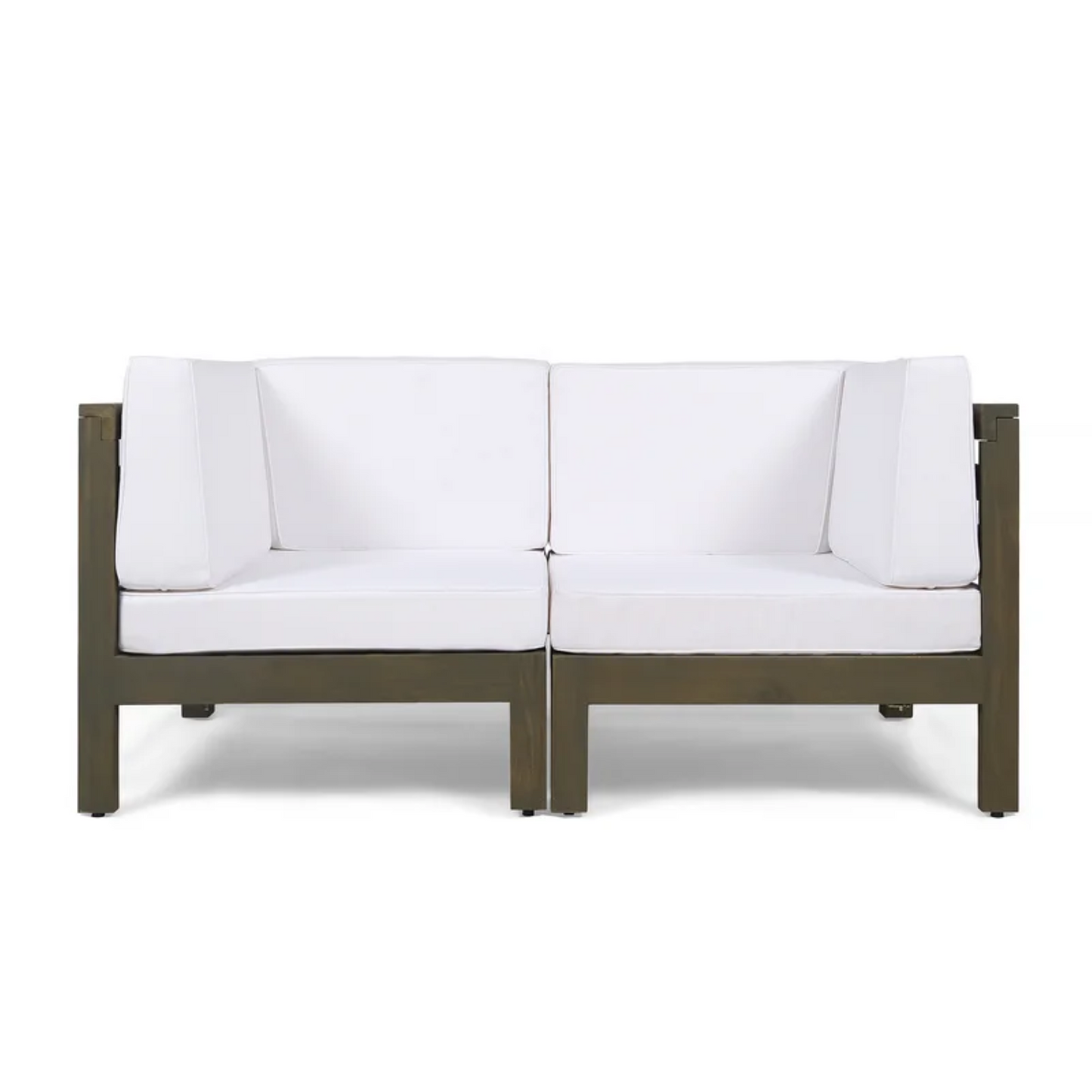 2-Piece Outdoor Loveseat Set with Water-Resistant Cushions – Acacia Wood Patio Conversation Seating