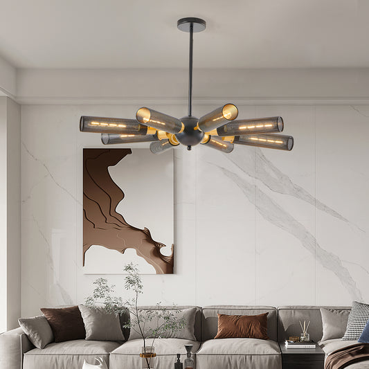 Pendant Light Iron Black Modern 8-Light for Dining Room and Kitchen Island