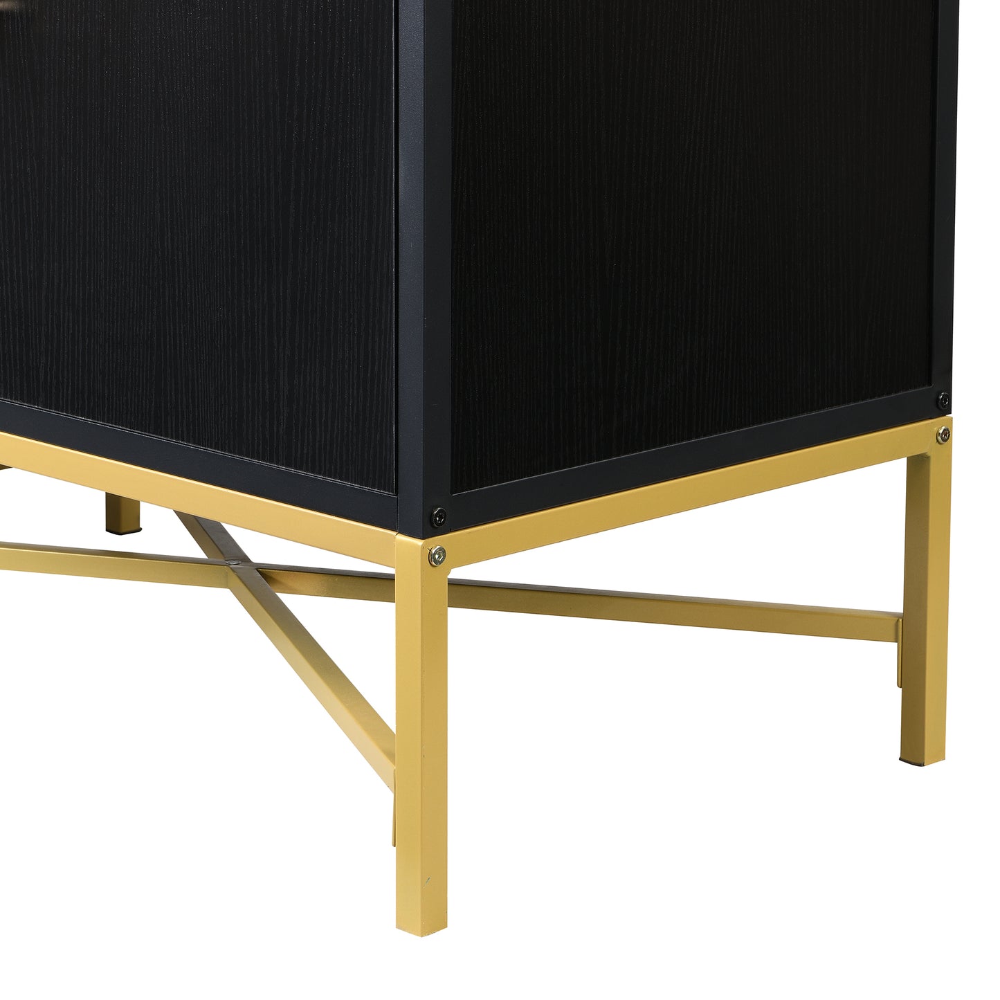 Distinctive Features of Four-Door Sideboard with Metal and Cross-Leg Design,Suitable for Living Rooms,Entrance and Study