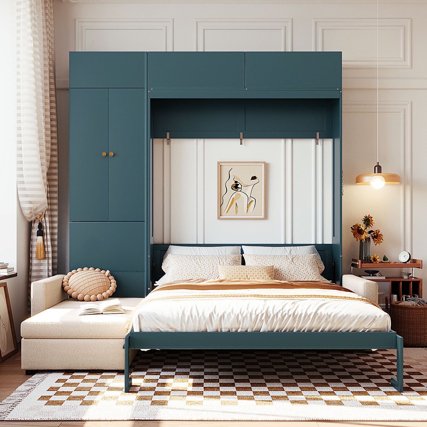 Murphy Bed Wall Bed with Sofa and Shelves