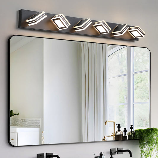 Vanity Light Acrylic and Iron Black Modern 6-Light for Bathroom and Vanity