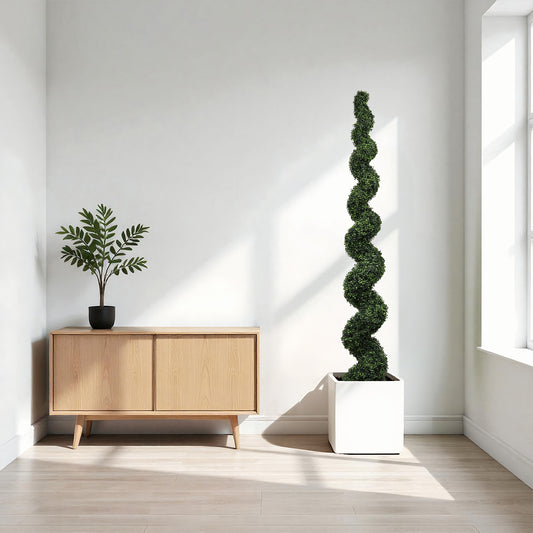 7FT Artificial Topiary Tree Plastic Green 1-piece set for Home, Office and Décor Display