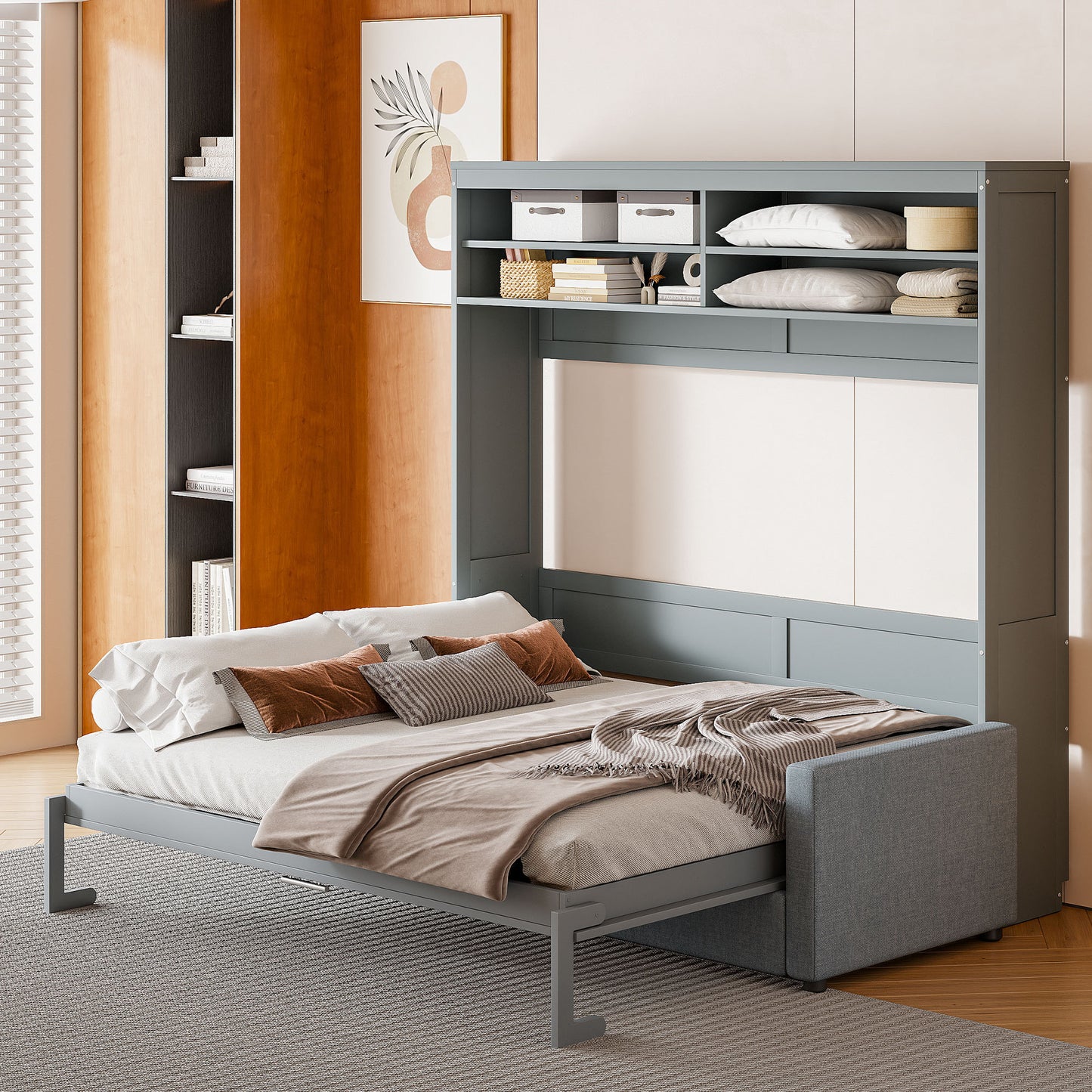 Queen Size Murphy Bed Wall Bed with Sofa
