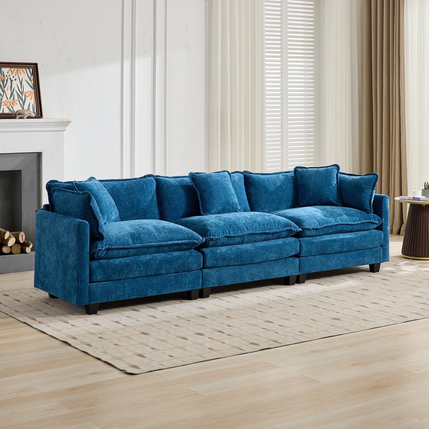 Cloud Sofa Modern Sectional Couch, Comfy Double Layer Upholstered Seat Cushion,Breathable Chenille Fabric