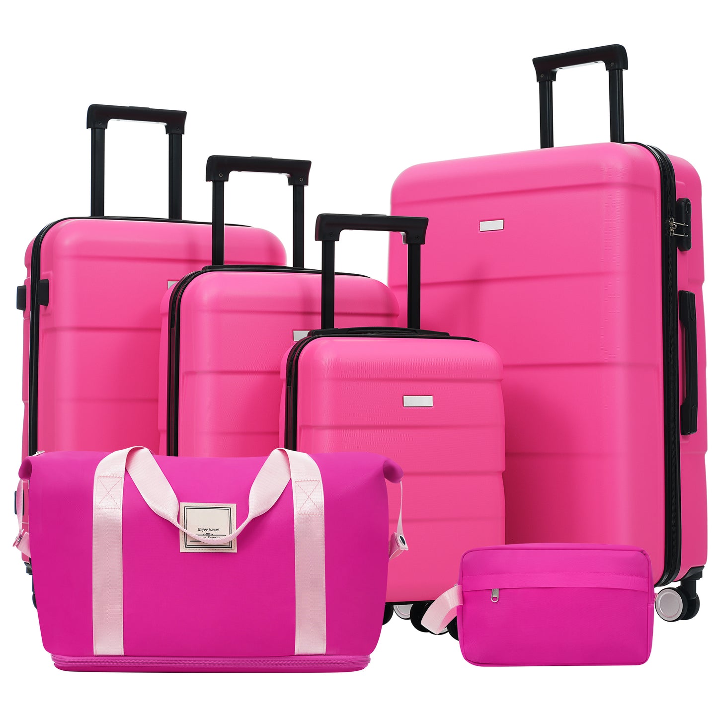 Hardshell Luggage Sets 6 Piece with 2 Bags, Password Lock Spinner Wheels,
