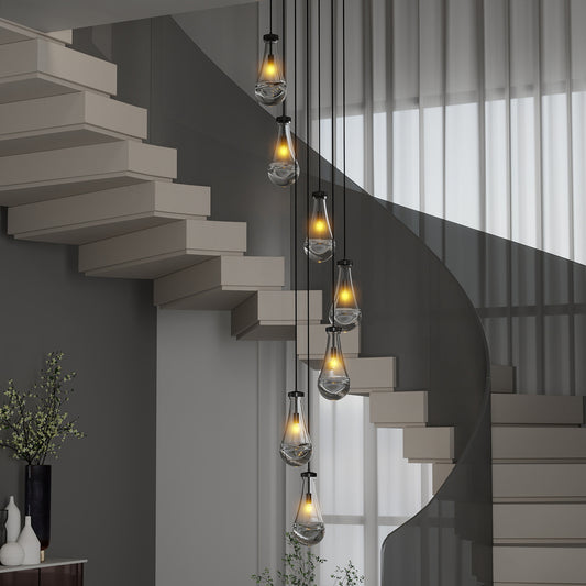 Pendant Light Iron Black 7-Light for Dining Room and Kitchen Island