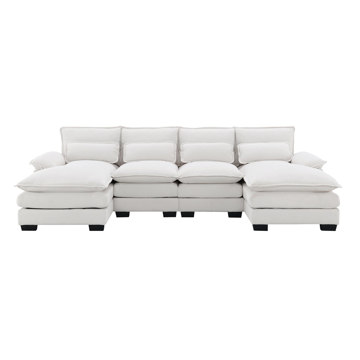 109.8*55.9" Modern U-shaped Sectional Sofa with Waist Pillows,6-seat Upholstered Symmetrical Sofa Furniture,Sleeper Sofa Couch with Chaise Lounge for Living Room,Apartment,2 Color