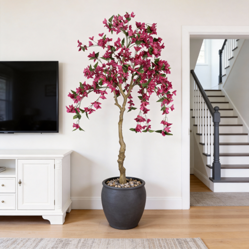 6-Foot Artificial Bougainvillea Tree with Dark Pink Flowers