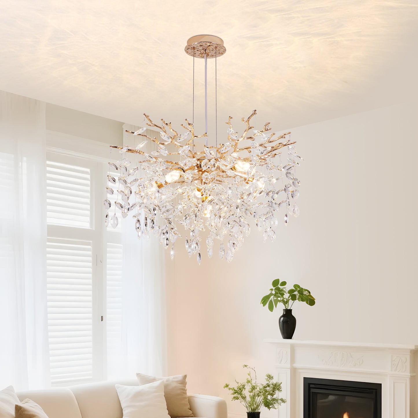 Modern Tree Branch Crystal Chandelier Luxury Gold Pendant Lighting