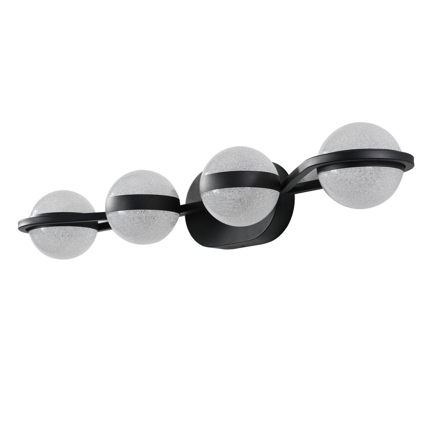 (Same as W1340P143677/L2001-B-4) Modern Minimalist Bathroom Vanity Light, LED 4 Bulb Frosted Glass Shades, Wall Mounted Decorative Lighting Fixture, Suitable for Bathroom Vanity Mirror (Black)