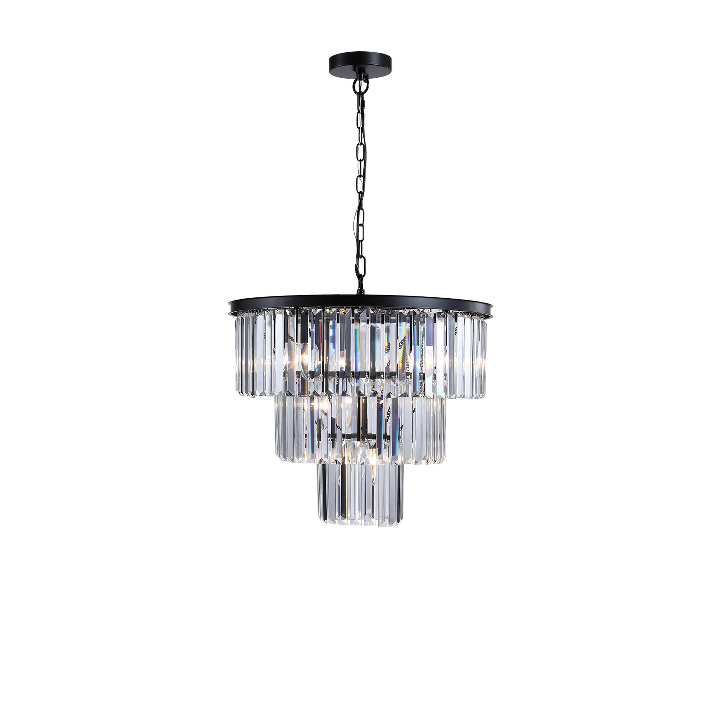 (Same as W1340102277/L5007) Black Luxury Crystal Chandelier Modern Chandeliers Lights Fixture Hanging Pendant Light Fixture for Dining Room Bedroom Living Room Dia 19.7 Inch-Black