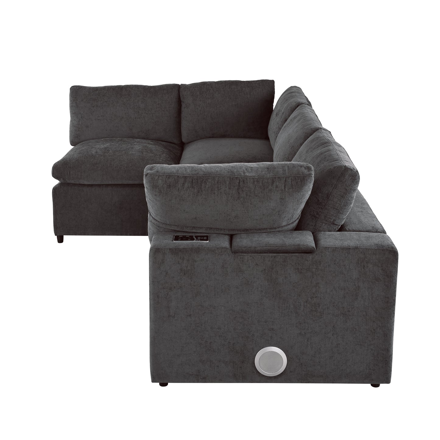 Upholstered Modular Sofa with  with Storage Space, USB Charge Ports,Wireless Charging and Built-in Bluetooth Speaker in Arm,Sectional sofa for Living Room Apartment.[old sku:WY000317AAE]