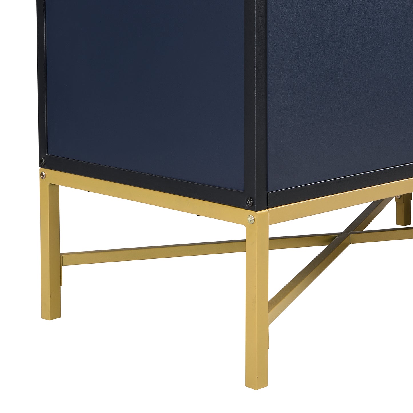 Distinctive Features of Four-Door Sideboard with Metal and Cross-Leg Design,Suitable for Living Rooms,Entrance and Study