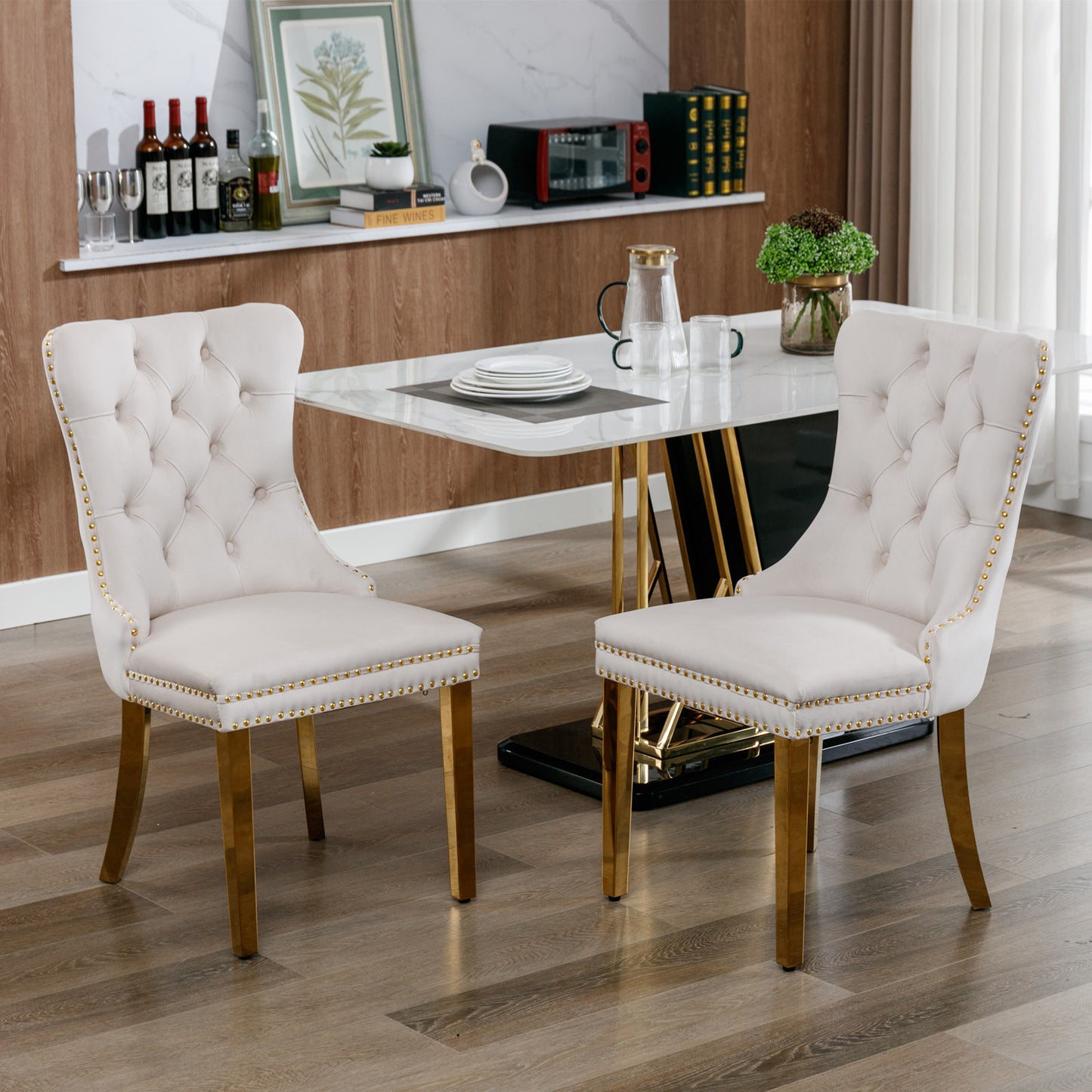 Nikki Collection Modern, High-end Tufted Solid Wood Contemporary Velvet Upholstered Dining Chair