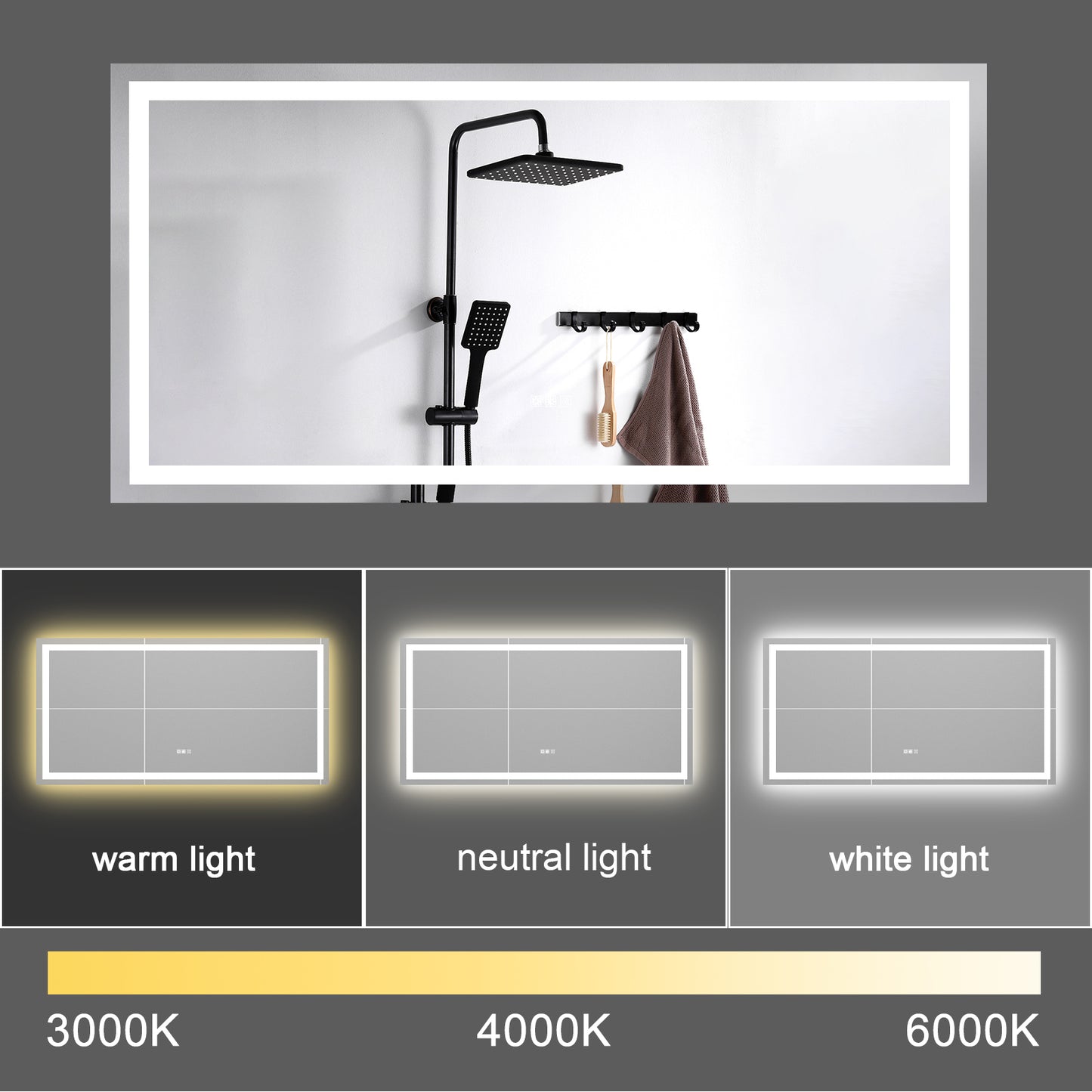 (Same as W134070942/L4004) 72"×36" LED Mirror Light Bathroom,anti-Fog & Dimming Led Bathroom Vanity Mirror