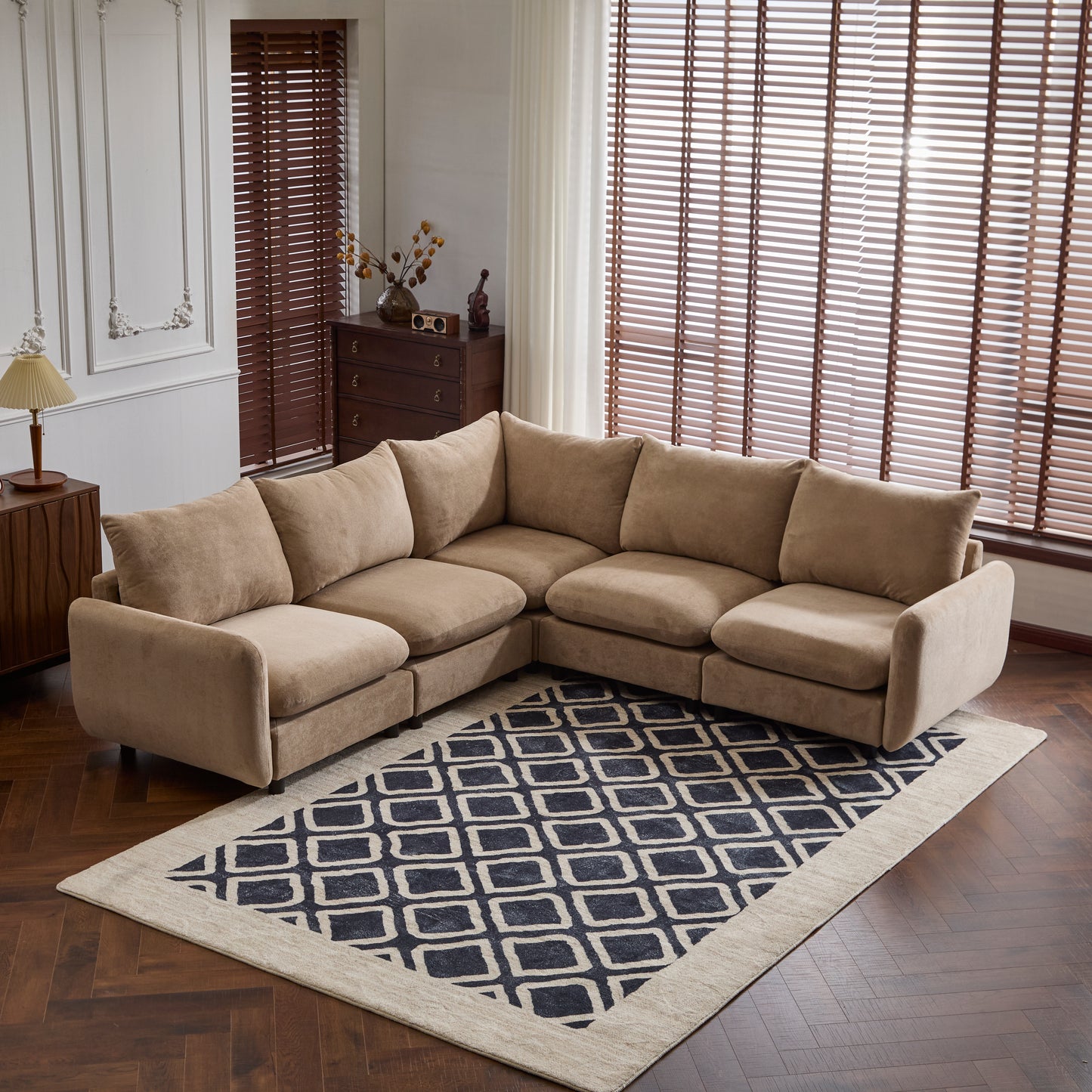 Modular Velvet Sectional Sofa Corner Chair – Convertible Upholstered Couch with Flexible Configurations for Living Room