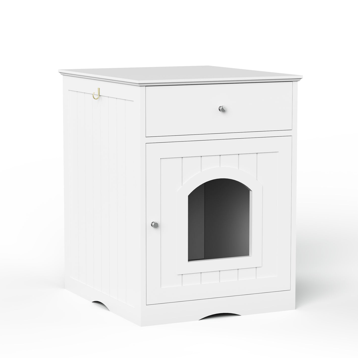 Wooden Cat Litter Box Enclosure with Drawer – MDF Pet House Side Table Furniture for Indoor Use