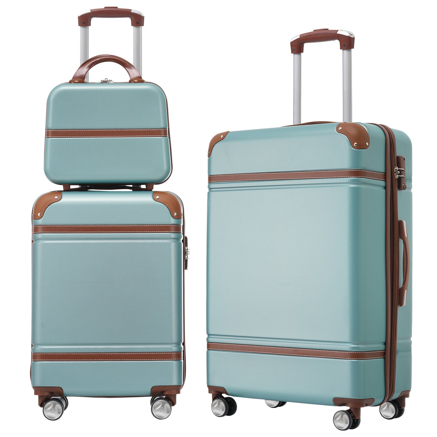 Hardshell Luggage Sets 3 Pieces with TSA Lock in Pink, Lightweight ABS, Includes 20' and 24' Suitcases and Cosmetic Case