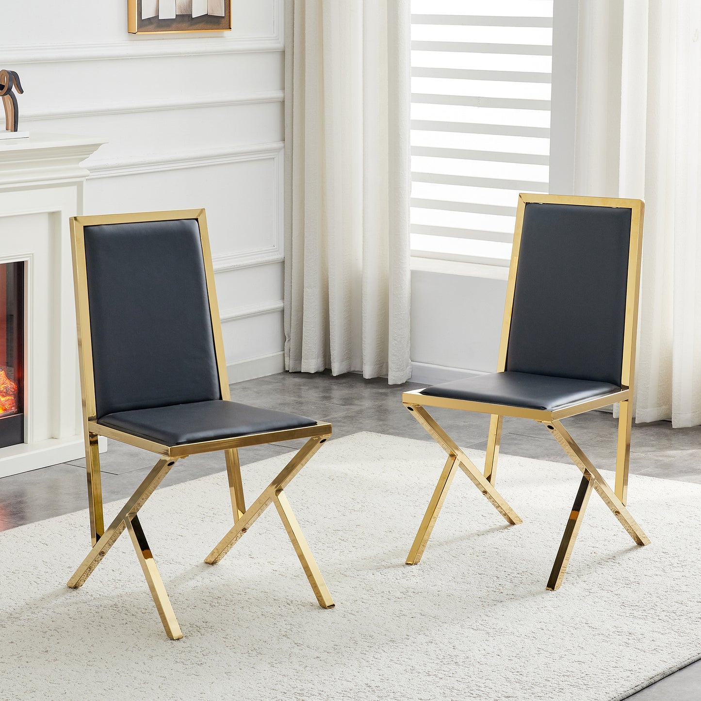 Modern PU Leather Dining Chair – Ergonomic Upholstered Chair with Metal Frame, Luxury Kitchen & Dining Seating