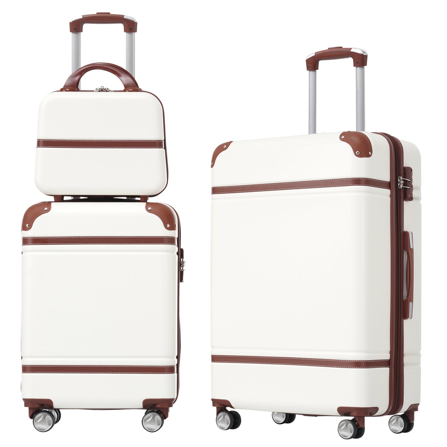Hardshell Luggage Sets 3 Pieces with TSA Lock in Pink, Lightweight ABS, Includes 20' and 24' Suitcases and Cosmetic Case