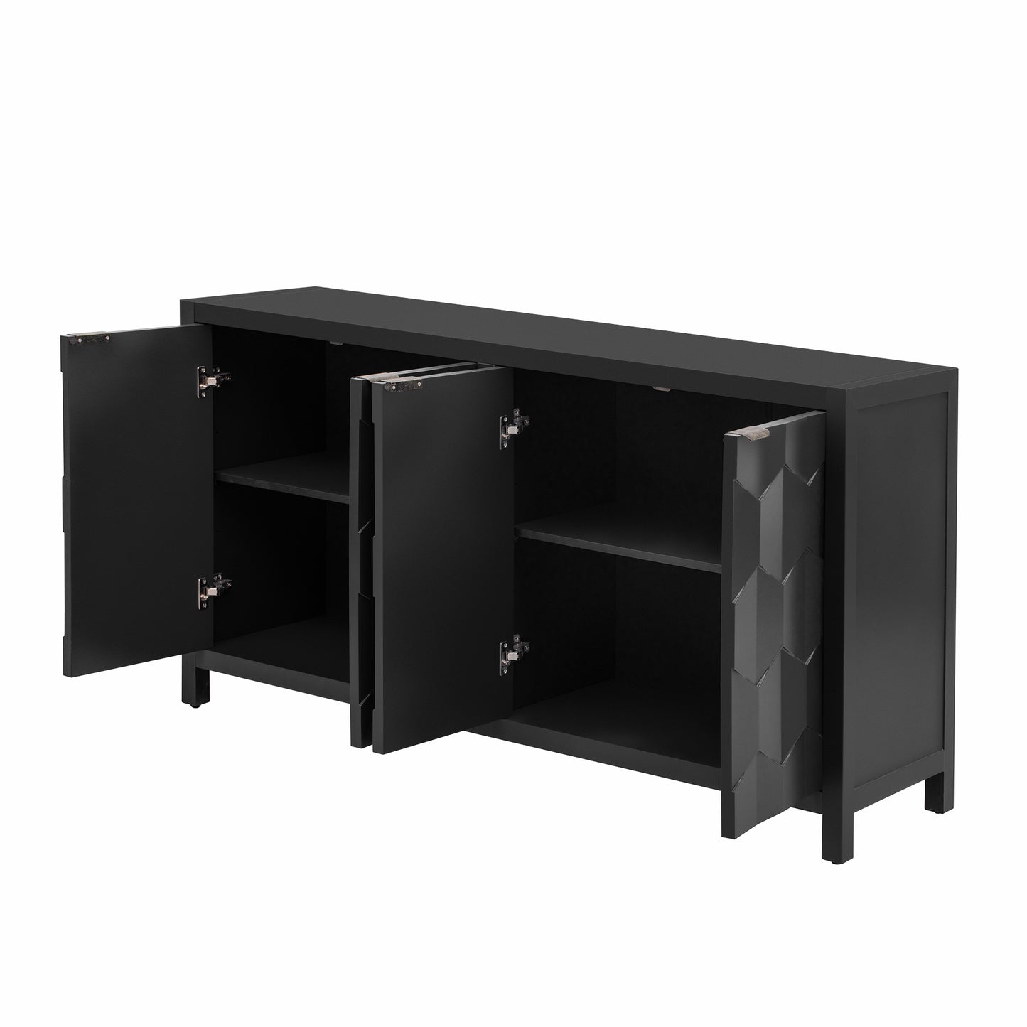 Luxurious Four-Door Sideboard with Honeycomb Patterned Doors, Offering Ample Storage for Study,Entrance and Living Room