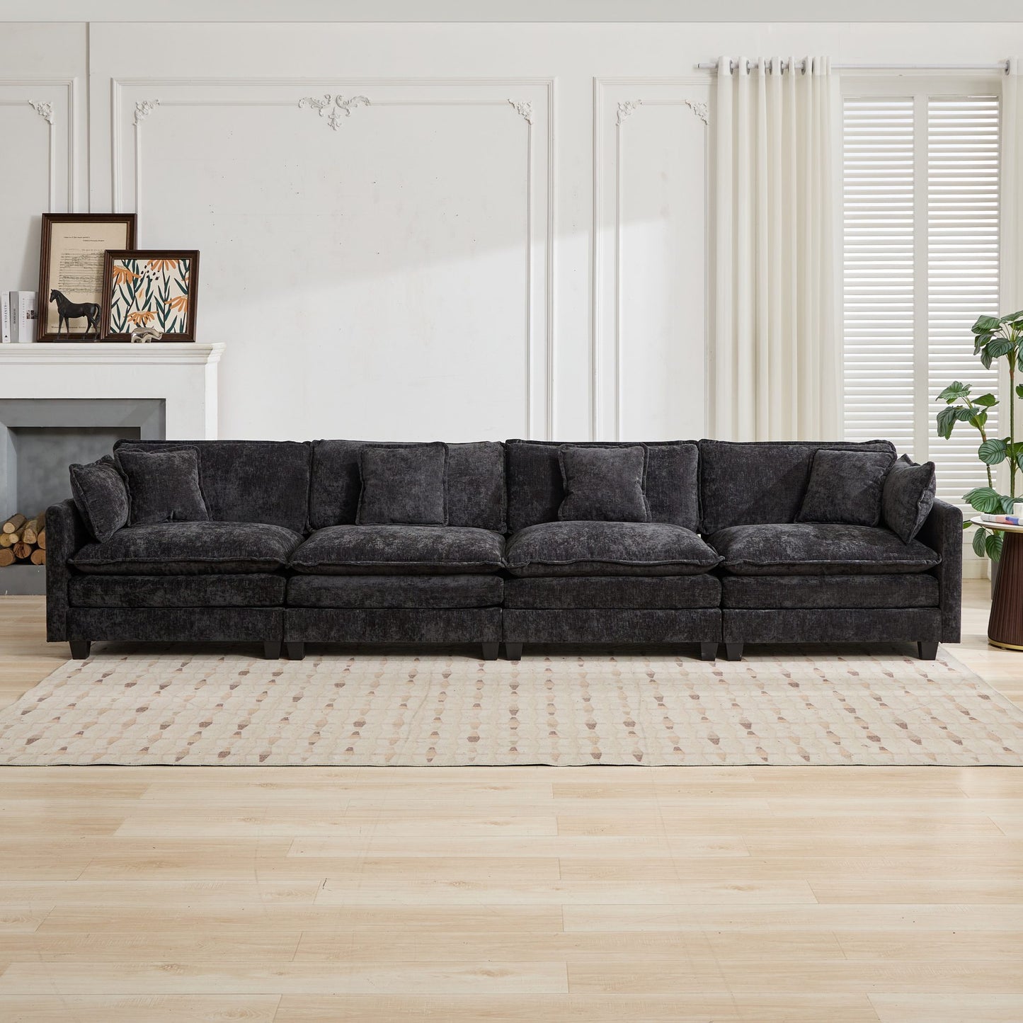 Cloud Sofa Modern Sectional Couch, Comfy Double Layer Upholstered Seat Cushion,Breathable Chenille Fabric