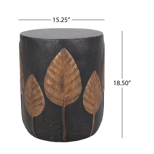 Outdoor Lightweight Concrete Side Table – Boho Copper Finish Accent Table, Patio & Indoor Decorative End Table